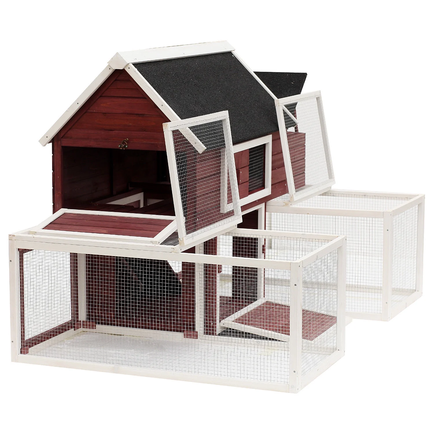 Pawhut Wooden Customizable Backyard Chicken Coop With Nesting Box and Runs, 114