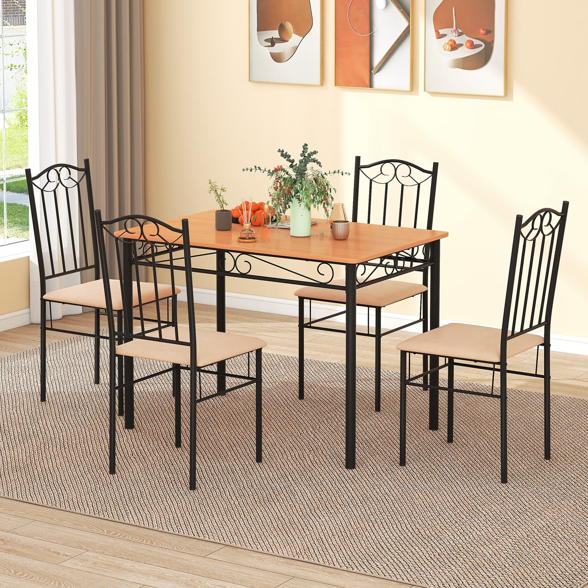 Costway 5 PC Dining Set Wood Metal 30