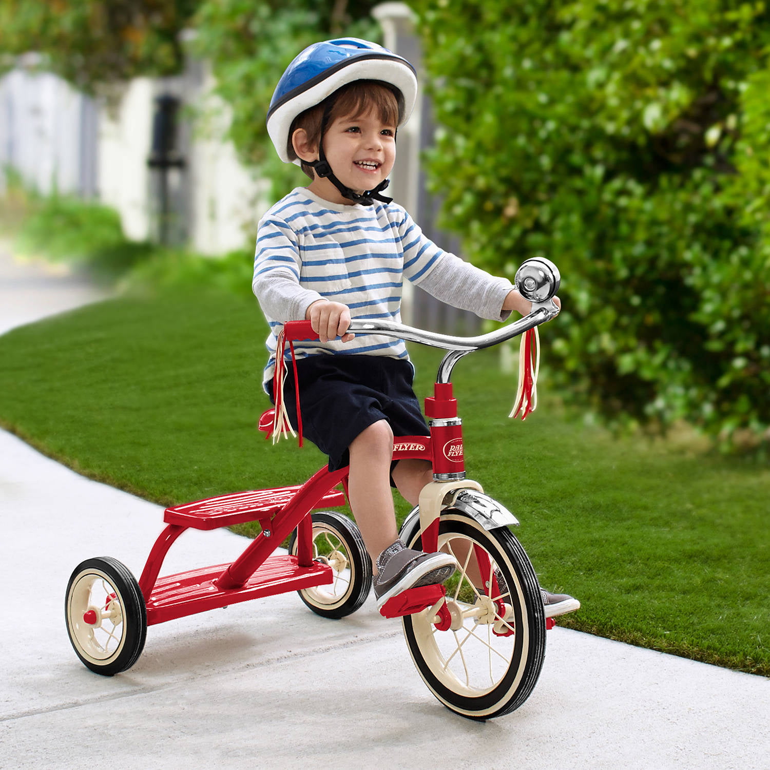 , Classic Red Dual Deck Tricycle, 12  Front Wheel, Red