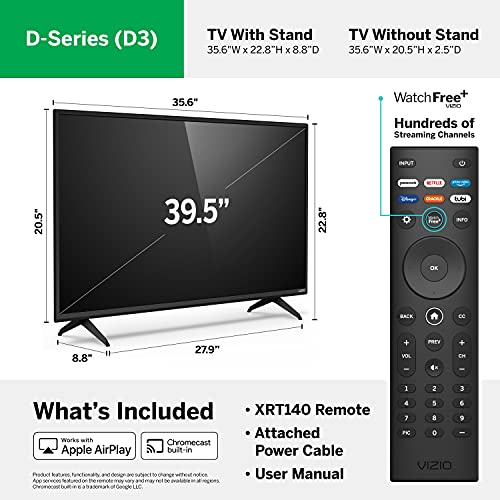 VIZIO D-Series 40′′ Smart TV, Full HD 1080p, AMD FreeSync, Apple AirPlay, Black