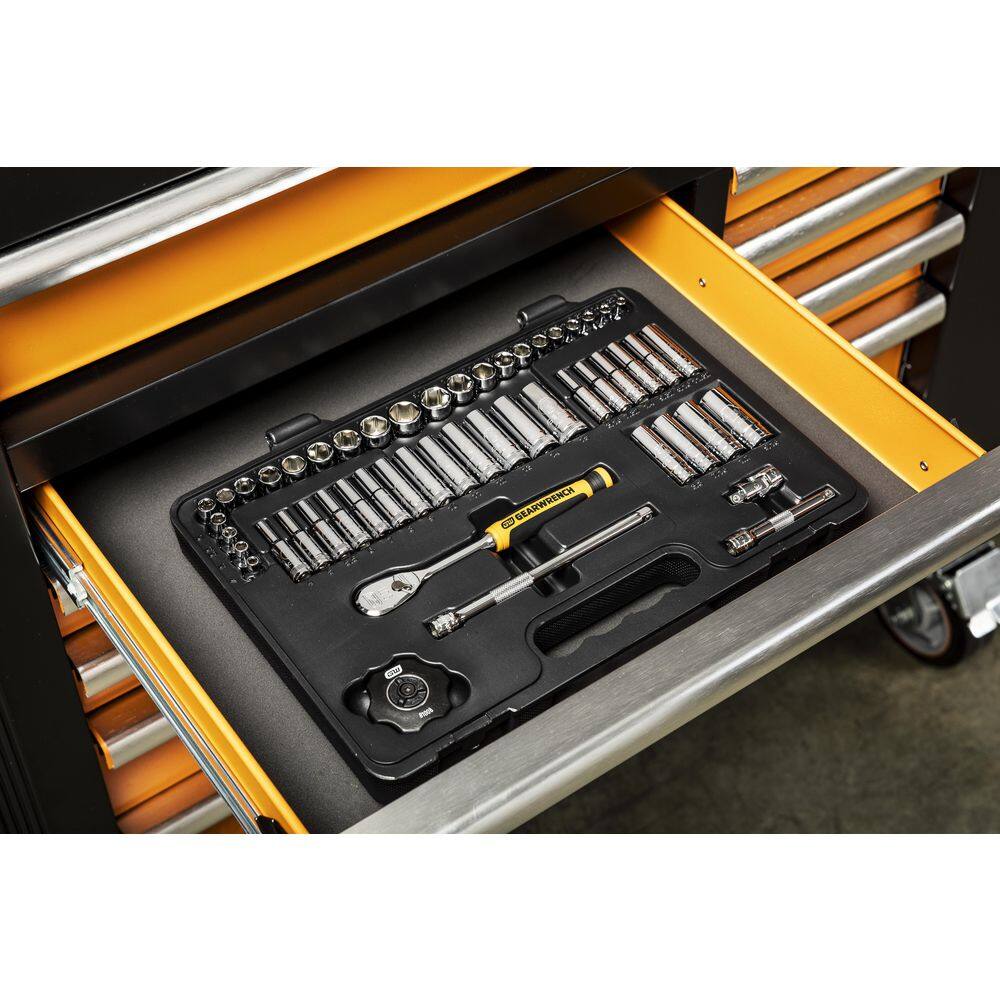 1008066261 1/4 in. Drive 90-Tooth 6-Point Standard and Deep SAE/Metric Mechanics Tool Set (52-Piece)