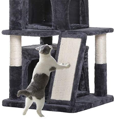 Hey-brother 41.34 inches Cat Tree with Scratching Board, 2 Luxury Condos, Cat Tower