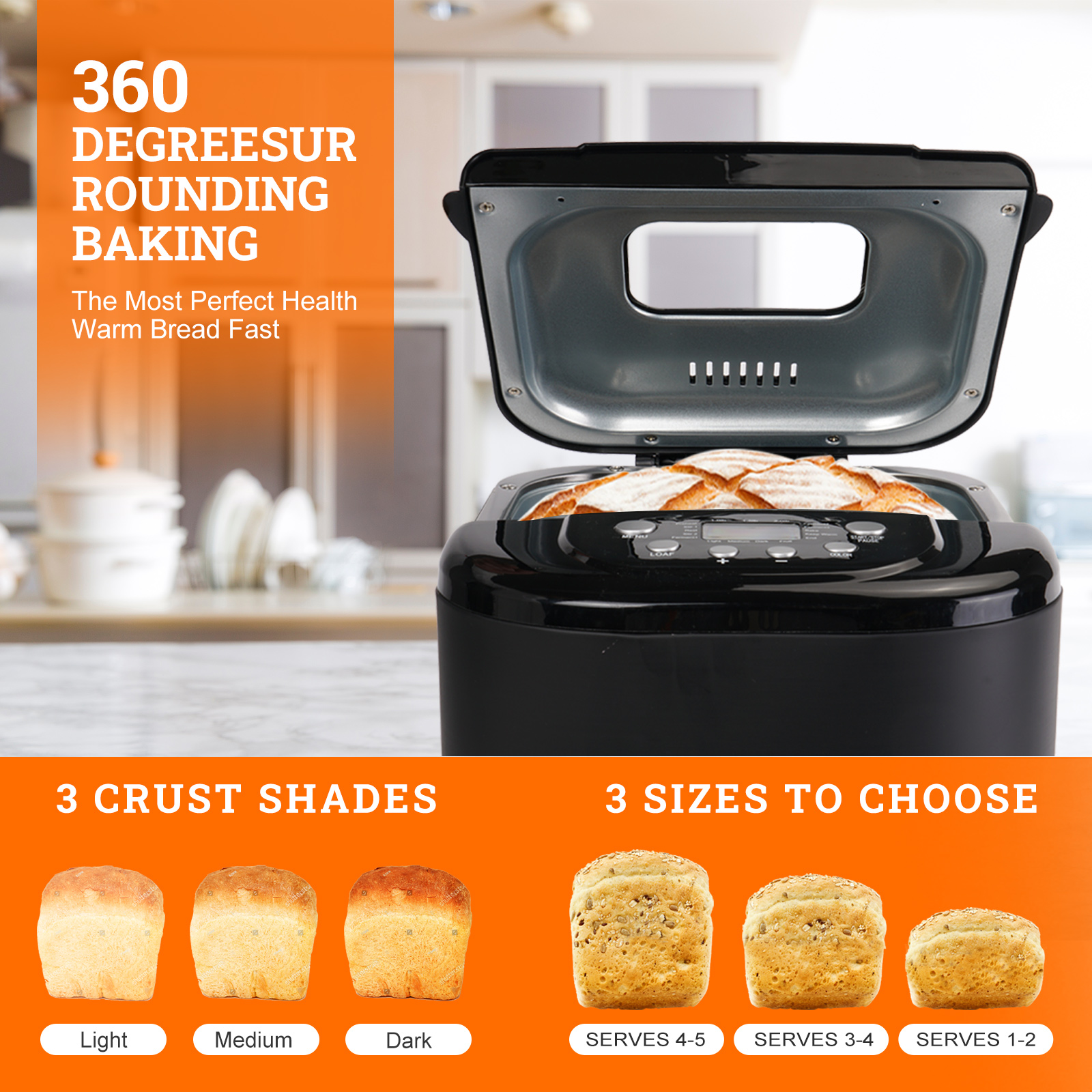 004 KBS 15-in-1 2LB Bread Maker Machine Fully Automatic LCD Display