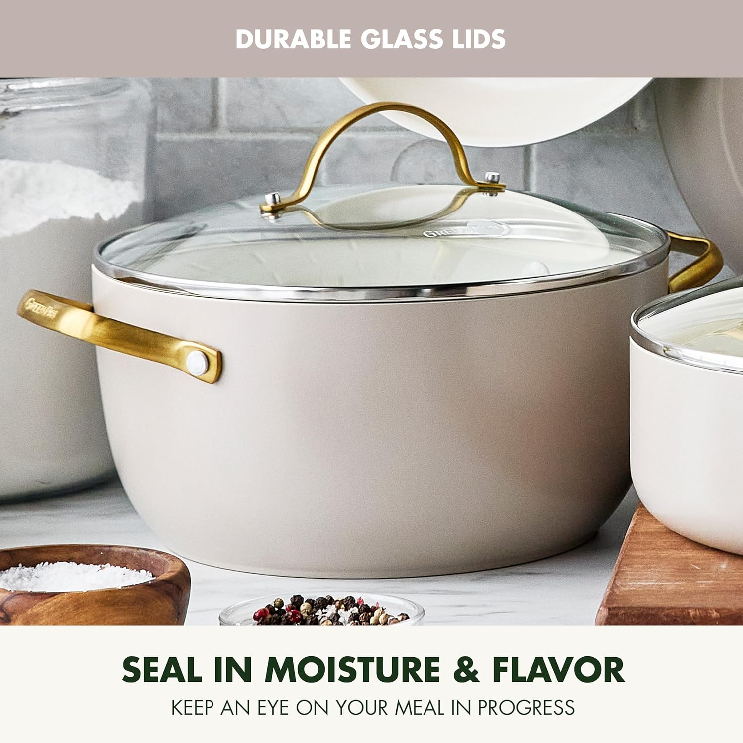 Reserve Hard Anodized Healthy Ceramic Nonstick 10 Piece Cookware Pots and Pans Set, Gold Handle, PFAS-Free, Dishwasher Safe, Oven Safe, Black