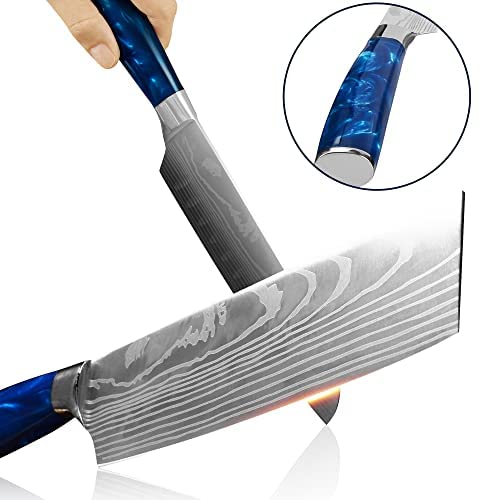 XYJ Stainless Steel Kitchen Knives Set 8 Piece Chef Knife Set with Carry Case Bag & Sheath Well Balance Ergonomic Handle