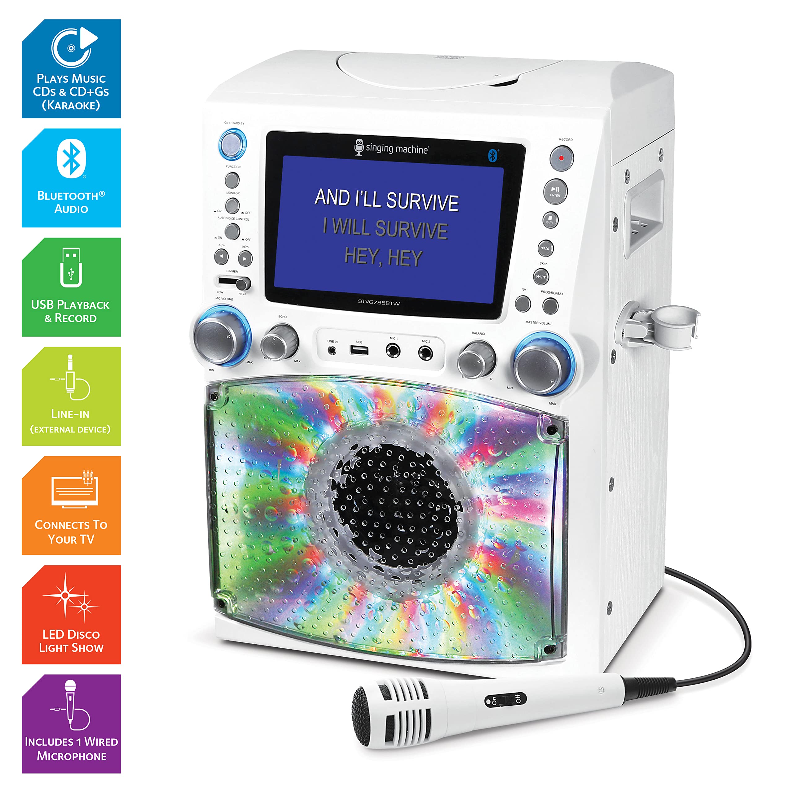 Singing Machine STVG785BTW Bluetooth Karaoke