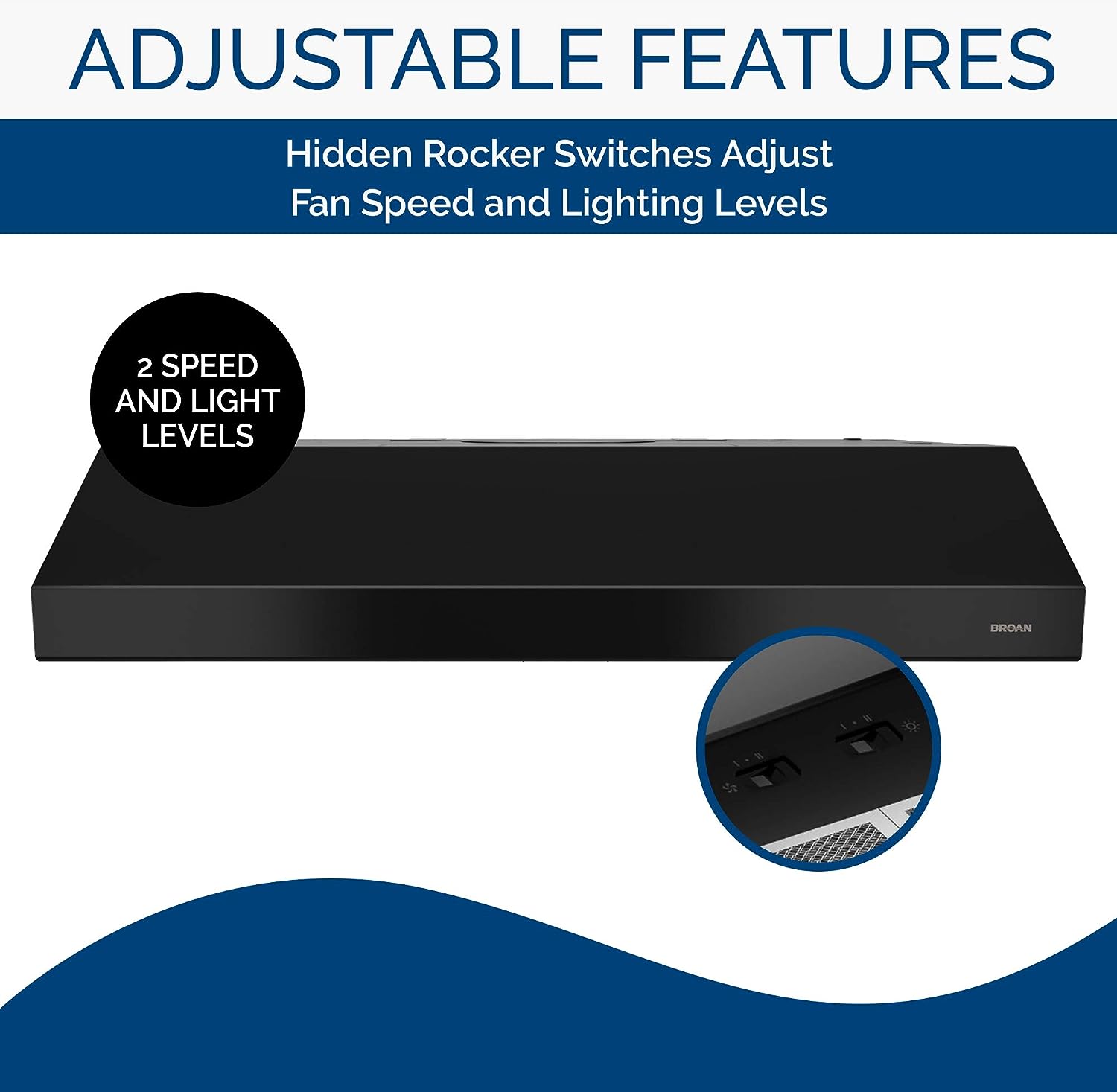 24-inch Under-Cabinet 4-Way Convertible Range Hood with 2-Speed Exhaust Fan and Light,Black