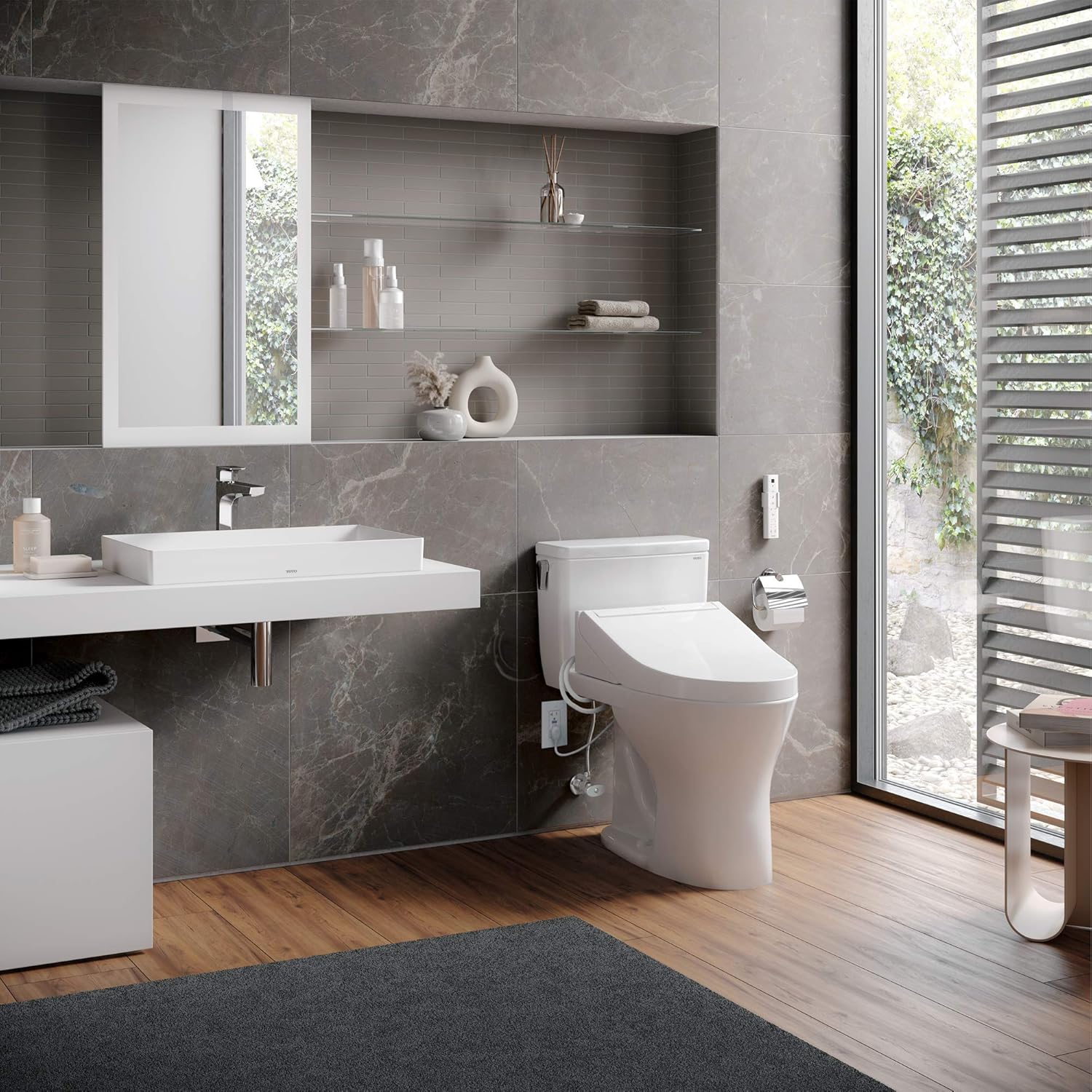 C5 Electronic Bidet Toilet Seat with and + Wand Cleaning, Elongated, Cotton White