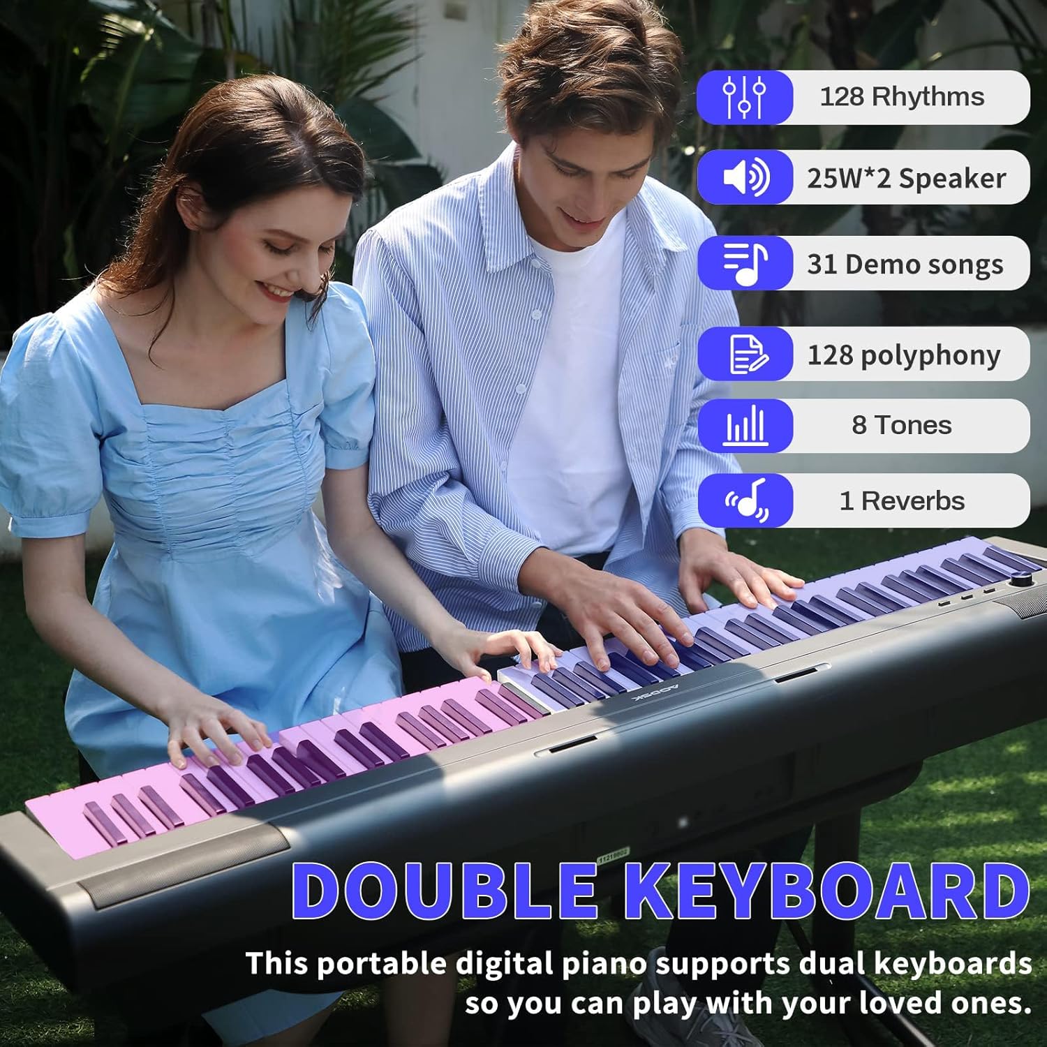 AODSK S-200 88-Key Weighted Digital Piano, Hammer Action, Black, with Sustain Pedal & Stereo Speakers