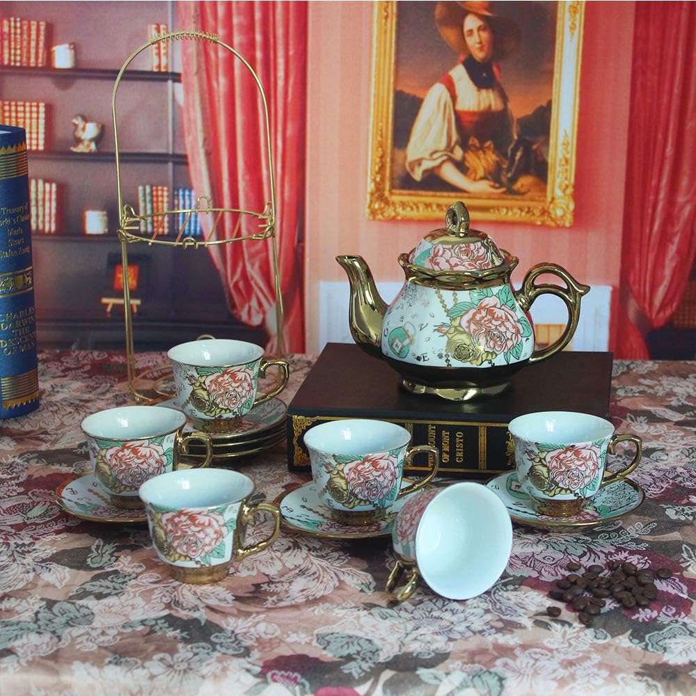 DaGiBayCn 20 PCS Tea set Ceramics Tea set Afternoon Tea Set Adult tea set Gift Tea Set Can Drink Coffee Strong Tea blue