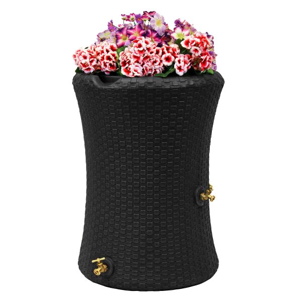 50 Gallon Nantucket Rain Barrel Planter   Black