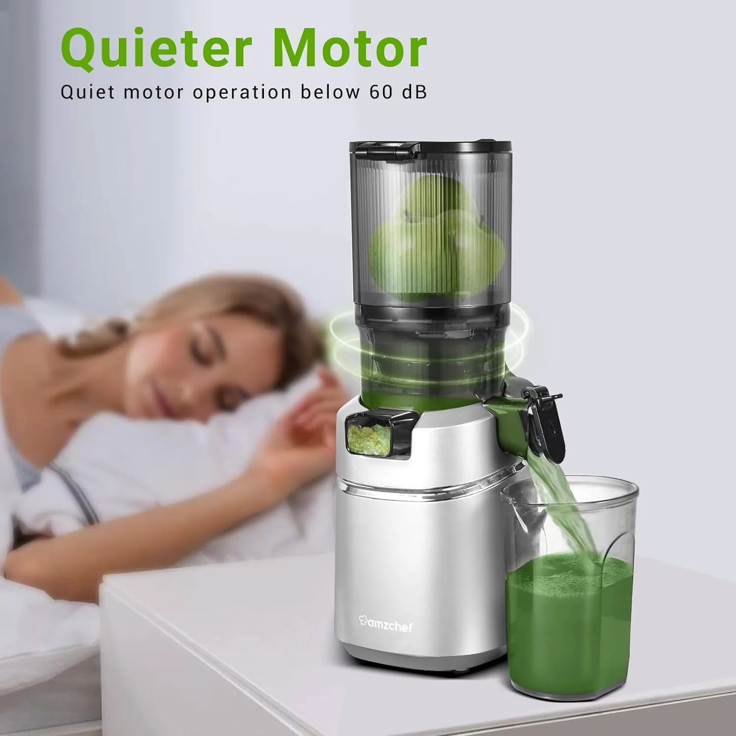 Juicer Machines, 5.3-Inch Self-Feeding Masticating Juicer Fit Whole Fruits & Vegetables, Cold Press Electric Juicer Machines with High Juice Yield, Easy Cleaning, BPA Free, 250W