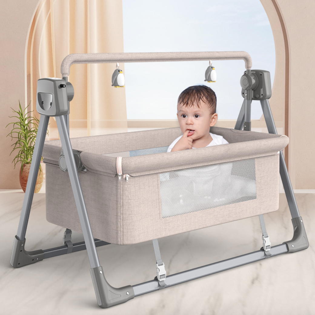 Smart Electric Baby Crib Bedding Cradle Nursery Bassinet Set W/ Music