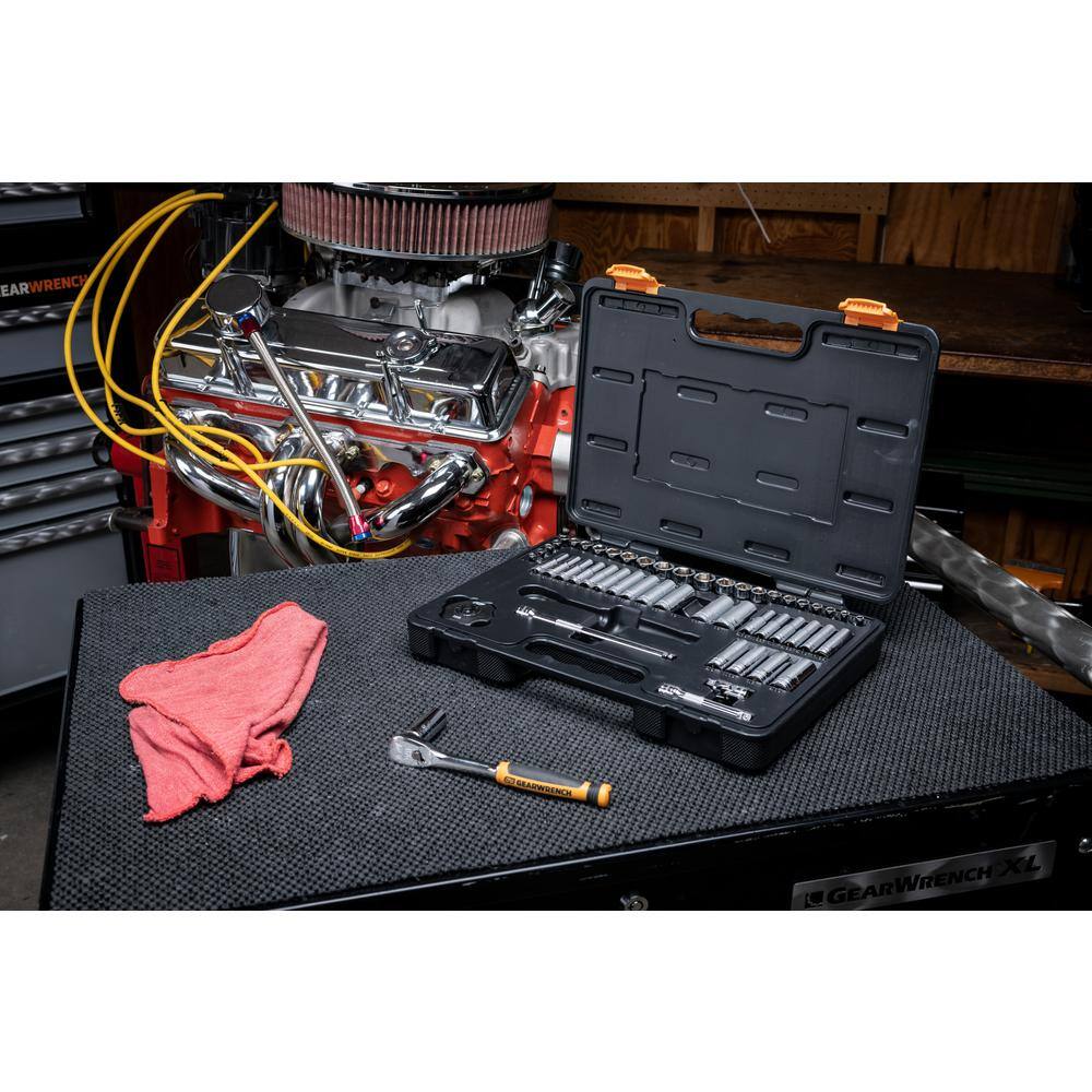 1008066261 1/4 in. Drive 90-Tooth 6-Point Standard and Deep SAE/Metric Mechanics Tool Set (52-Piece)