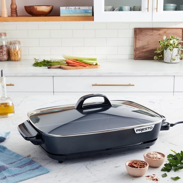 06858 Slimline Skillet with Glass Cover Electric, 16 Inch, Black