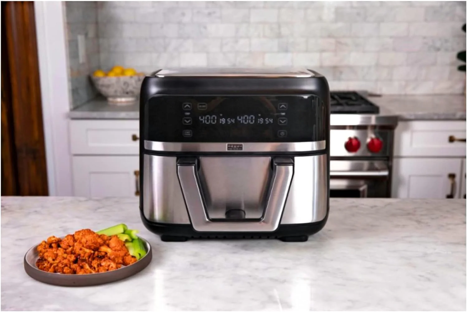 Bella Pro Series - 9-qt. Digital Air Fryer with Dual Flex Basket - Stainless Steel
