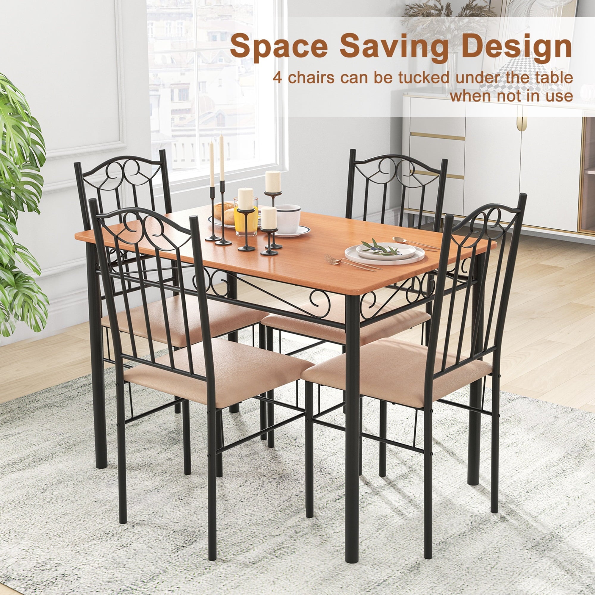 Costway 5 PC Dining Set Wood Metal 30