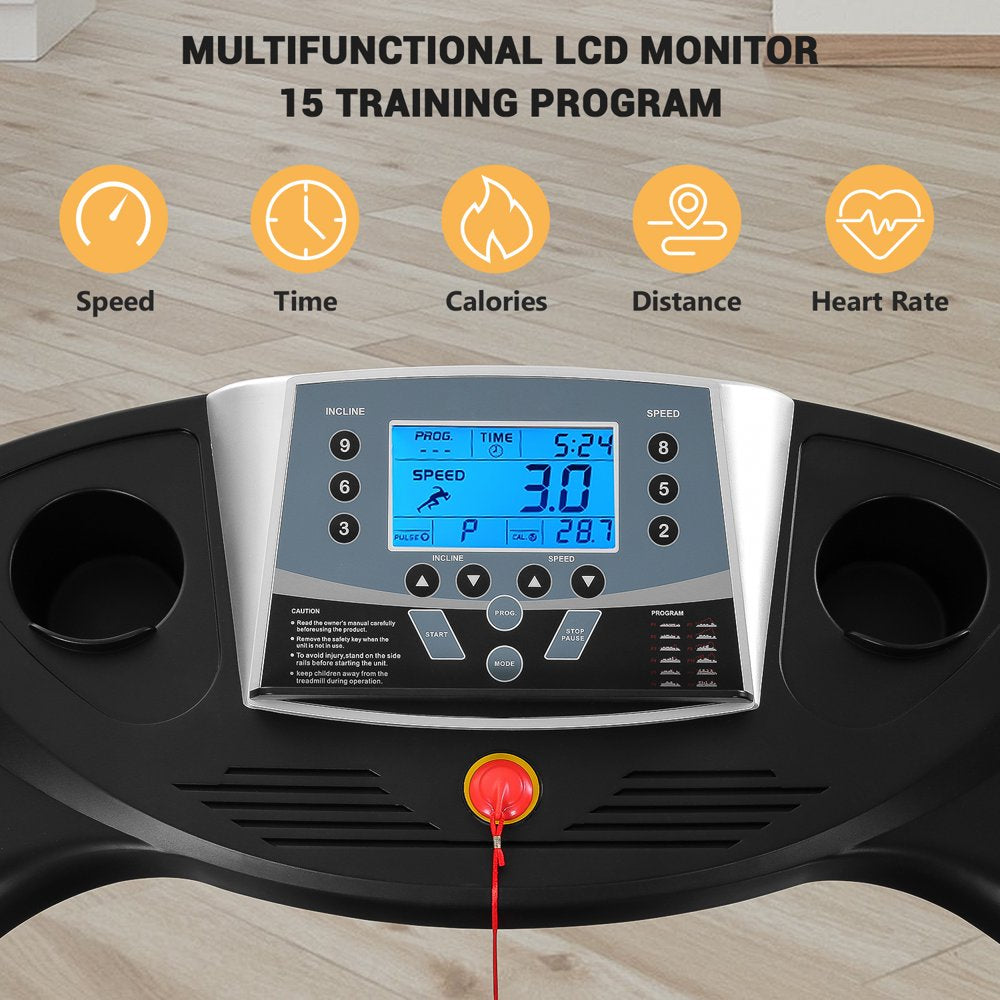 MARNUR 2.5 HP Treadmill with 12% Auto Incline, 220 Lb Weight Capacity, 0.5-8.5 Mph