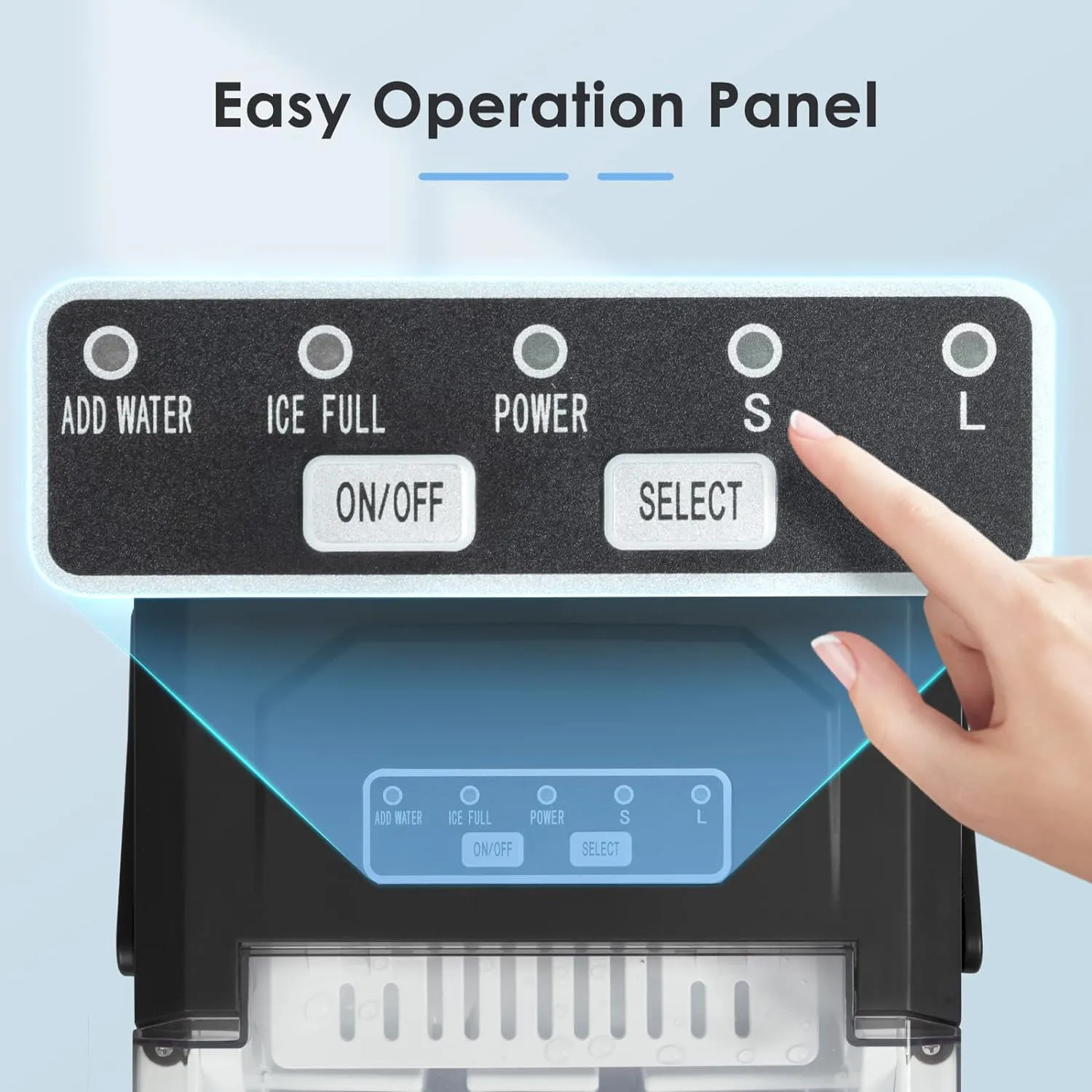 Countertop Ice Maker with Soft Chewable Pellet Ice, Self Cleaning,45lbs/Day,LED 24H Timer, Stainless Steel Black