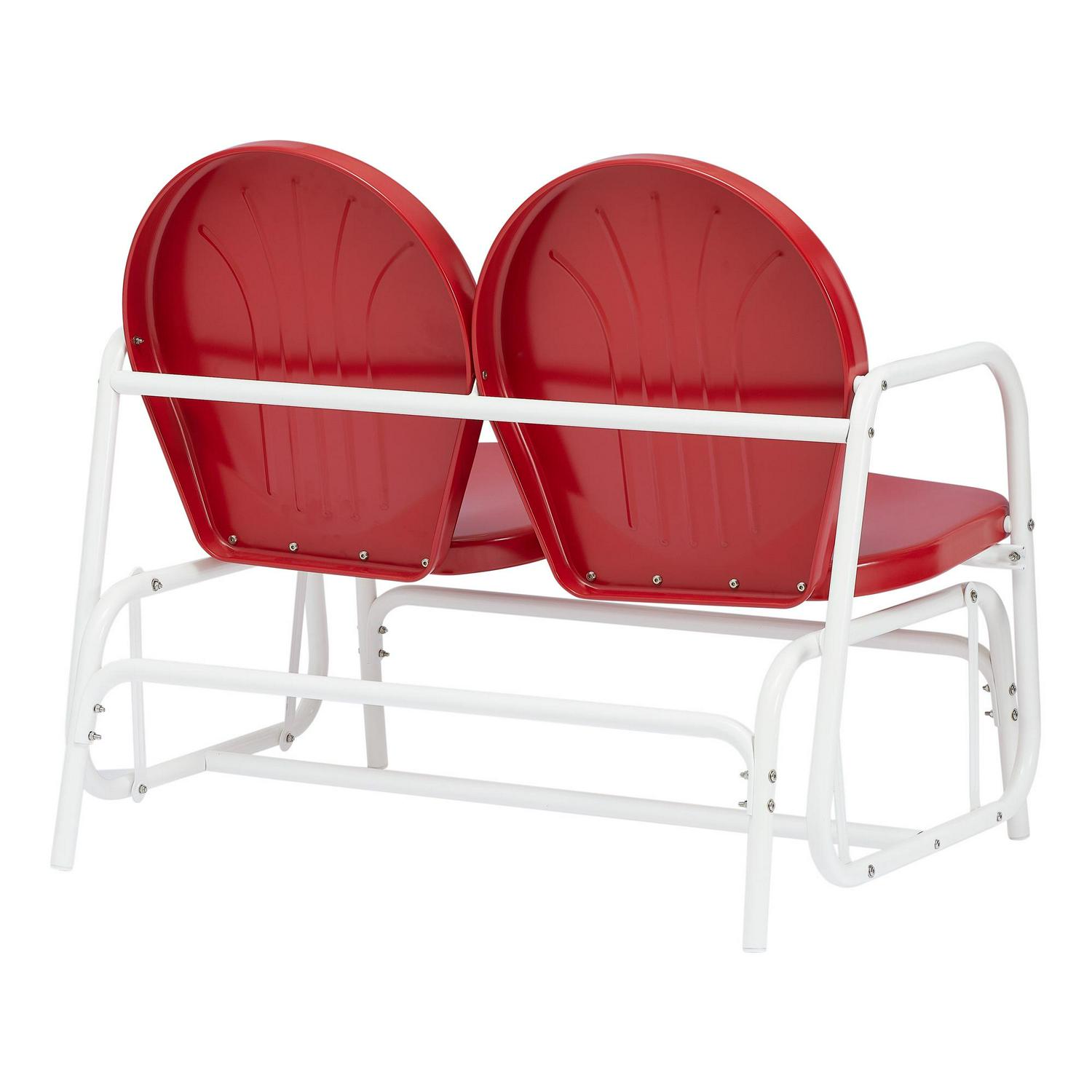 Mainstays Retro Red Outdoor Steel Glider Loveseat