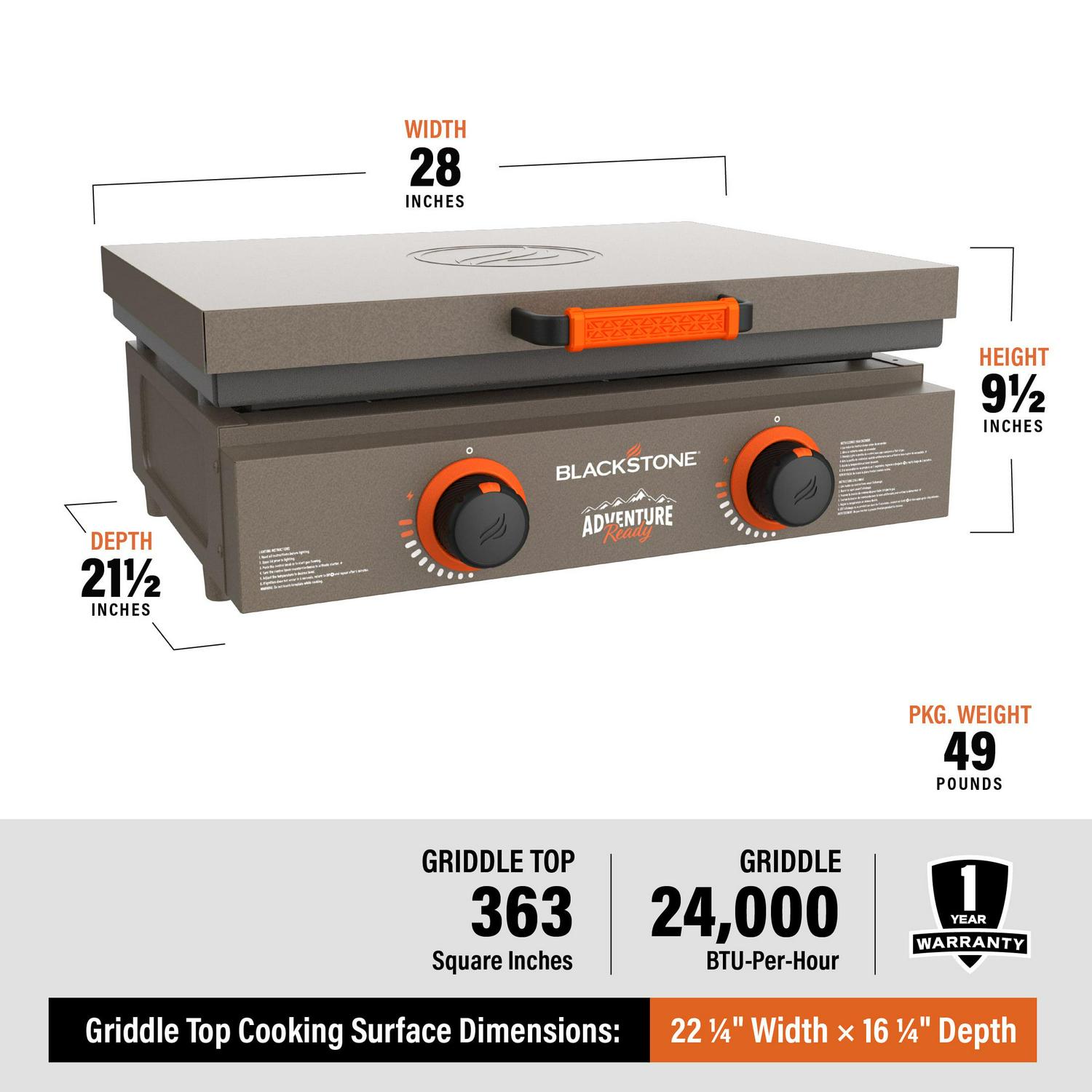 Blackstone Adventure Ready 22 Propane Griddle Gift Set in Outback Tan