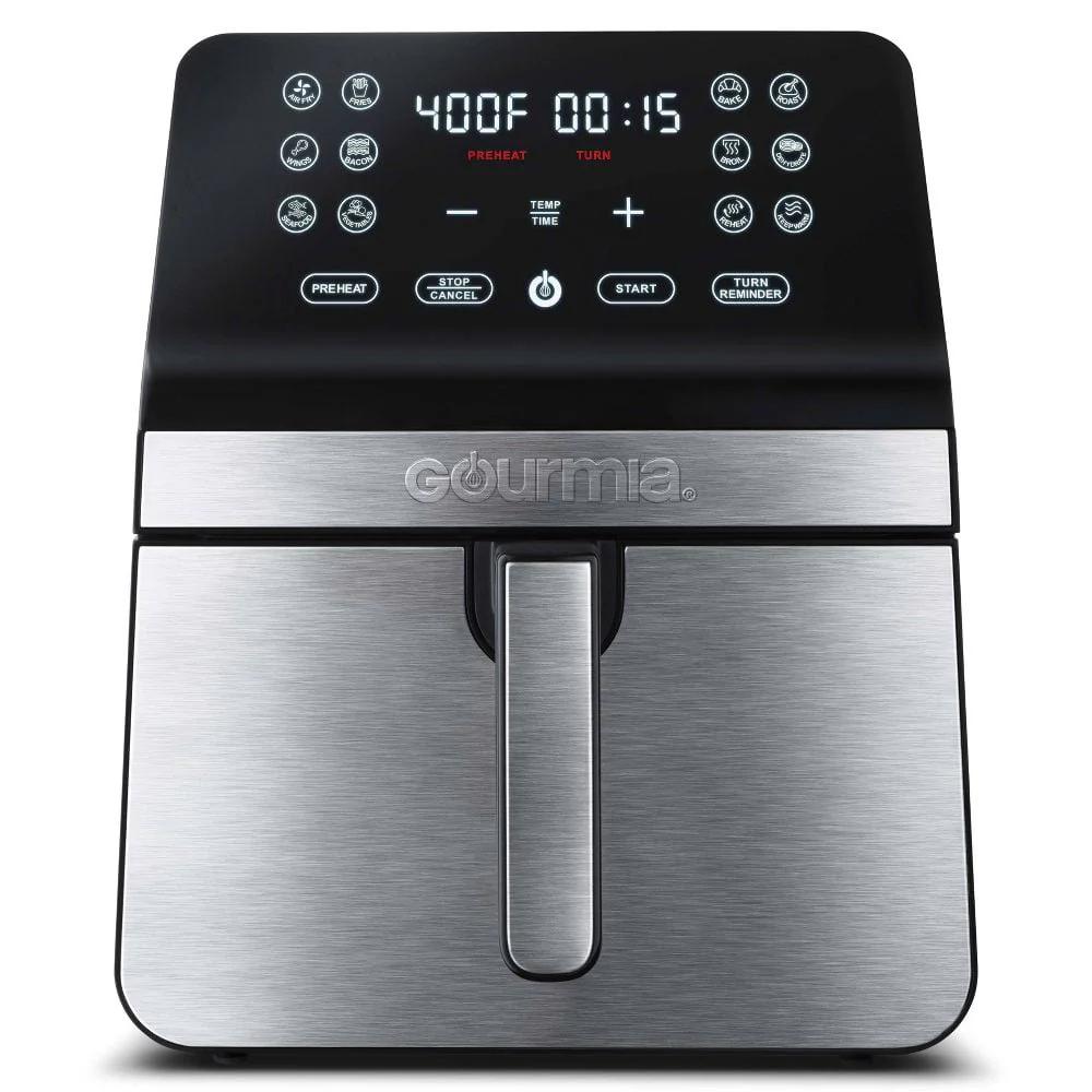 Gourmia GAF838 8-Qt Digital Air Fryer with Guided Cooking, Stainless Steel