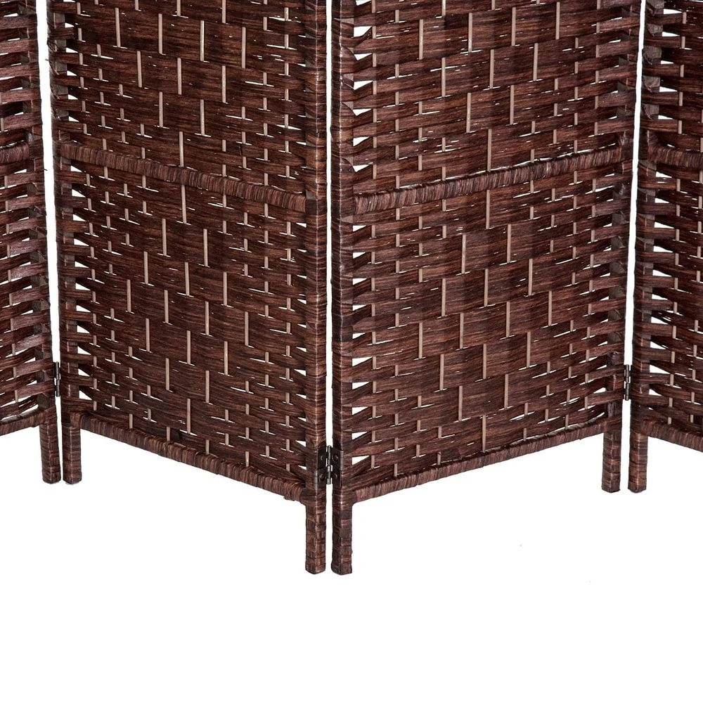 HomCom 6' Tall Wicker Weave Six Panel Room Divider Privacy Screen - Chestnut Brown