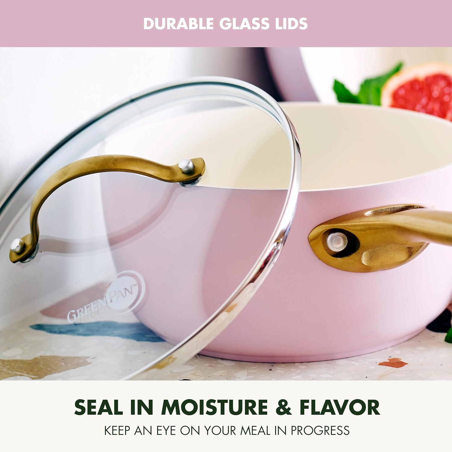 Reserve Hard Anodized Healthy Ceramic Nonstick 10 Piece Cookware Pots and Pans Set, Gold Handle, PFAS-Free, Dishwasher Safe, Oven Safe, Black