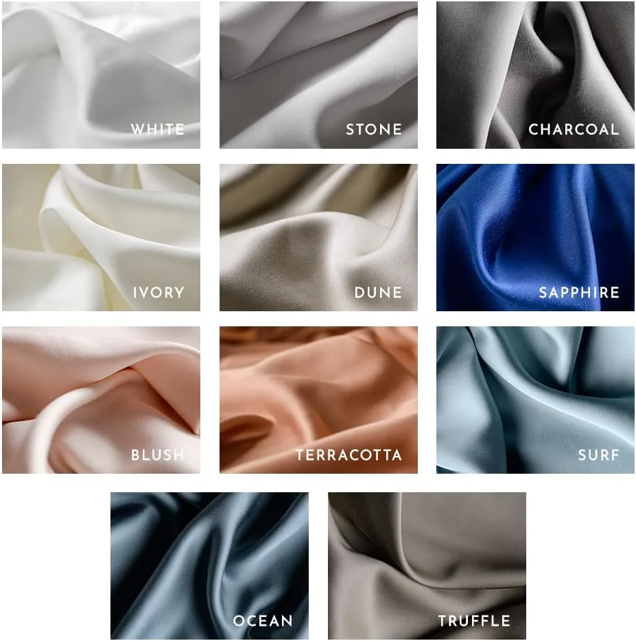 LUXOME Luxuriöses Bettlaken-Set, 100 % Viskose (Viskose) aus Bambus, Doppelbettgröße, Surf, tiefe Taschen, 3-teiliges Set (Flach, Kissenbezug)