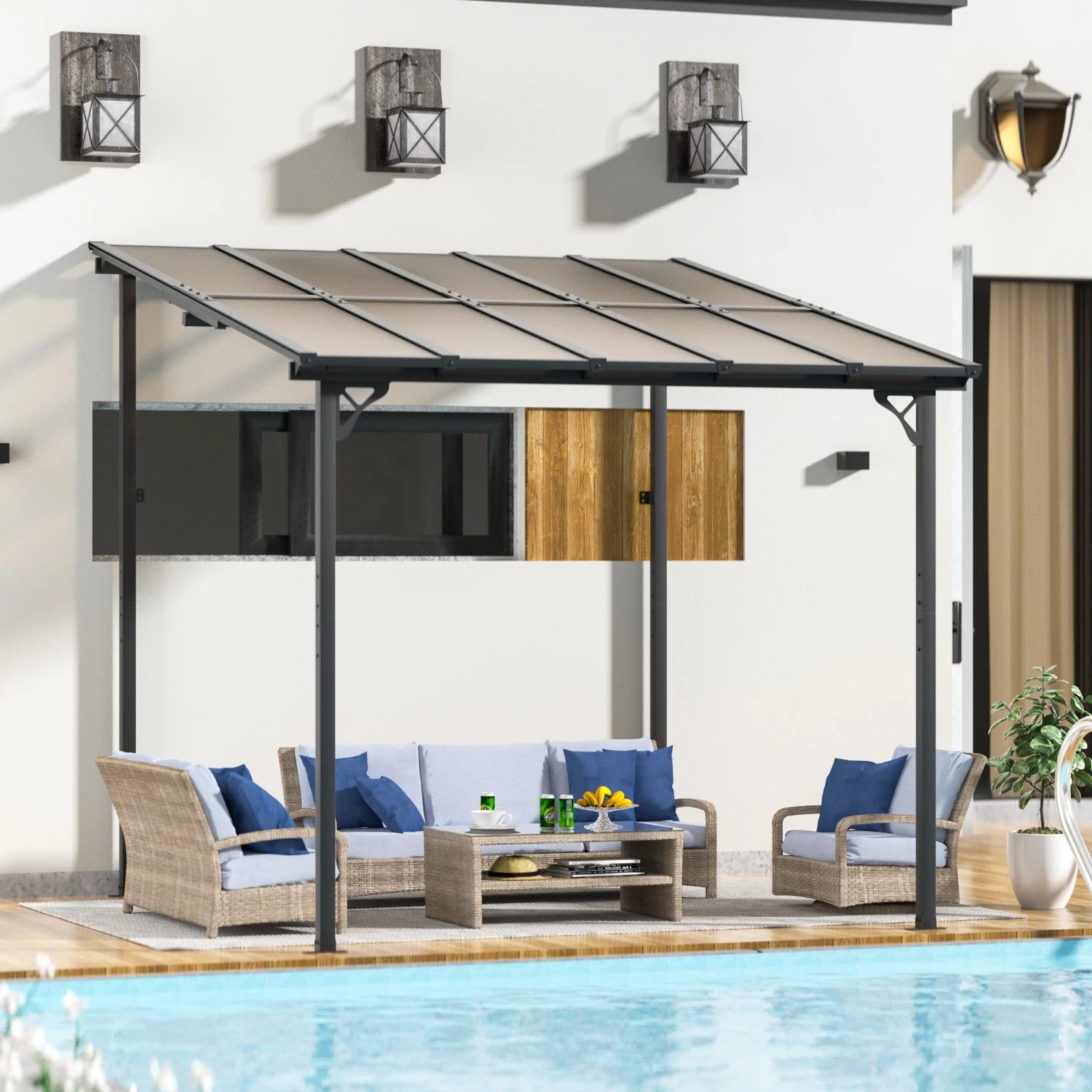 Polycarbonate Wall Mounted Lean To Gazebo