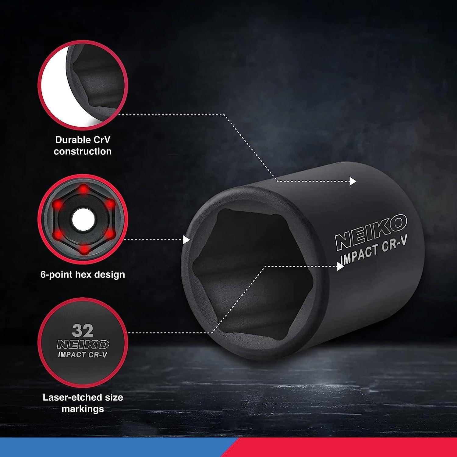 Chrome Vanadium Impact Socket Set 1/2′′ Drive, 65-Piece, SAE & Metric, Deep & Shallow, Includes Adapters & Ratchet Handle