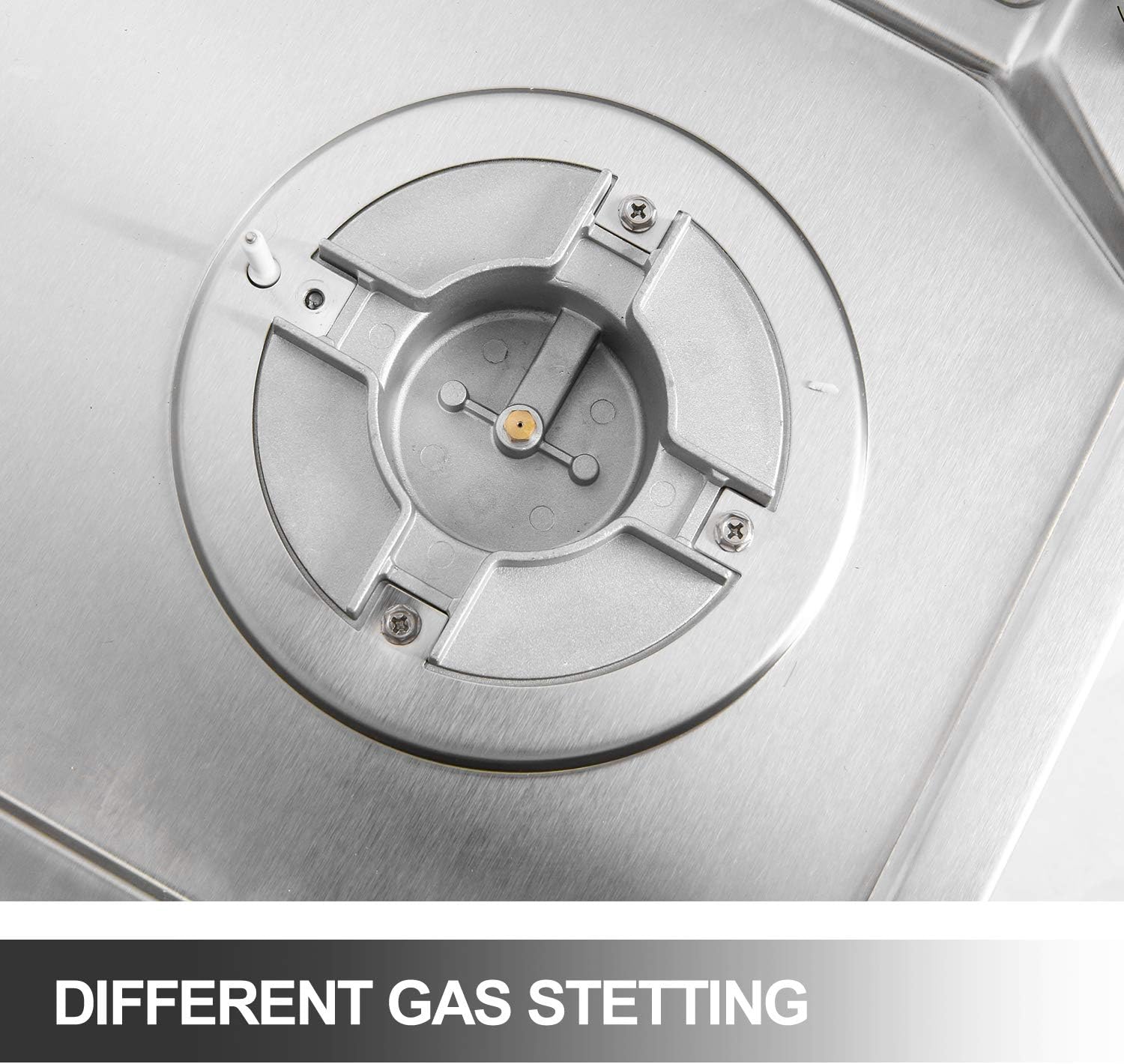 22′′x20′′ Built in Gas Cooktop 4 Burners Stainless Steel Stove with NG/LPG Conversion Kit Thermocouple Protection and Easy to Clean (20Wx22L)