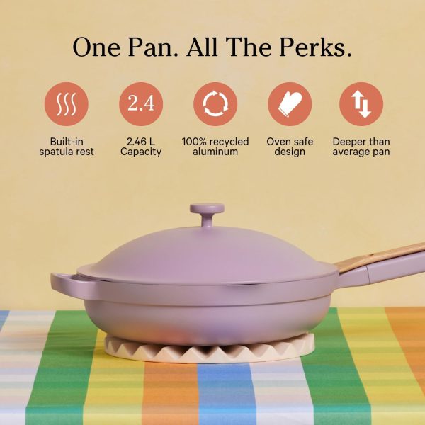 10.5-Inch Ceramic Nonstick Skillet Pan, Toxin-Free with Stainless Steel Handle, Oven Safe Lavender