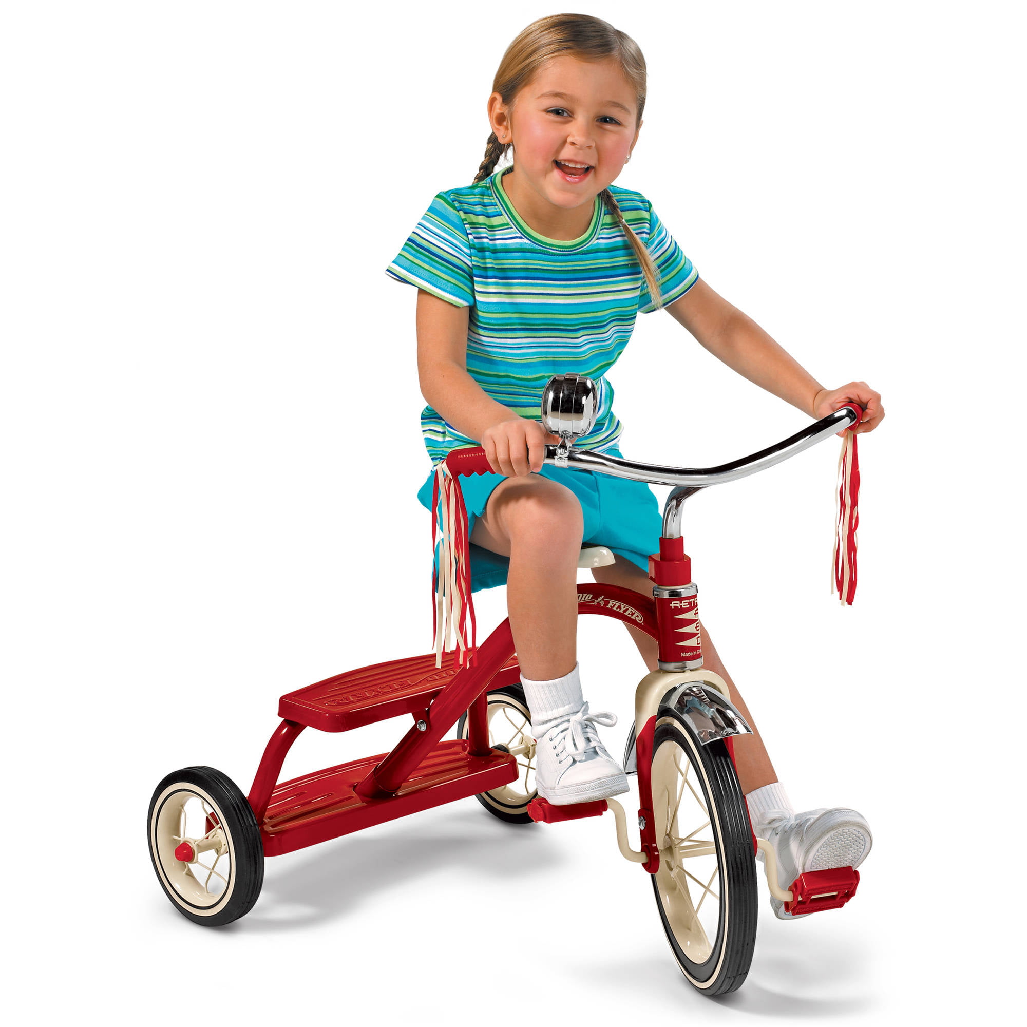 , Classic Red Dual Deck Tricycle, 12  Front Wheel, Red