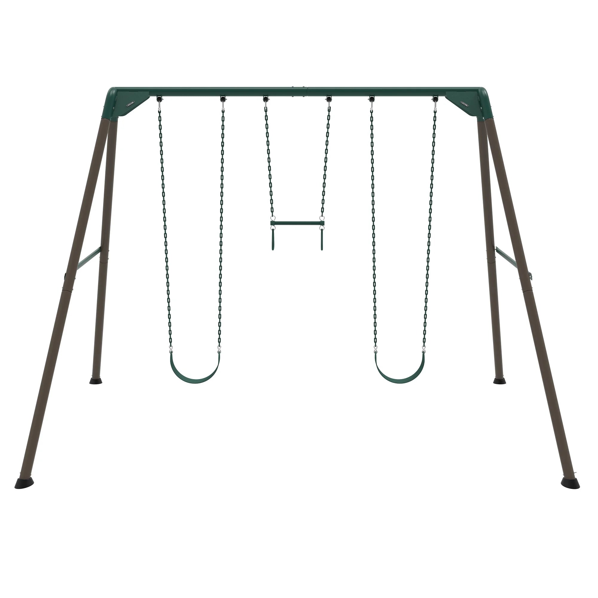 Lifetime Kid's Metal Swing Set with 2 Belt Swings and Trapeze Bar - 9 feet (91137)