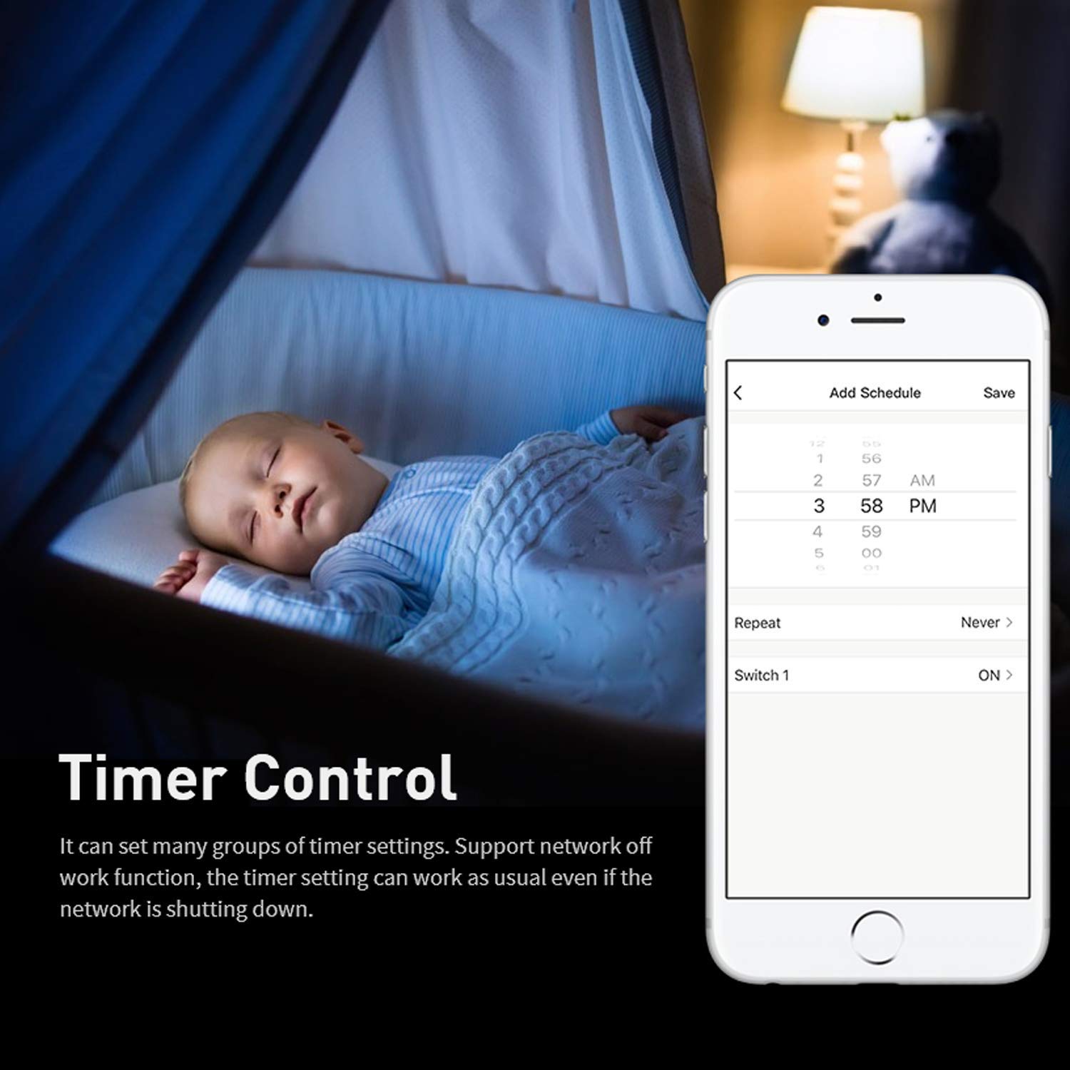 Jinvoo Smart 3-Gang Wall Light Switch, Touch Panel, Alexa & Google Home Compatible, No Hub Needed, 2-Pack, Black