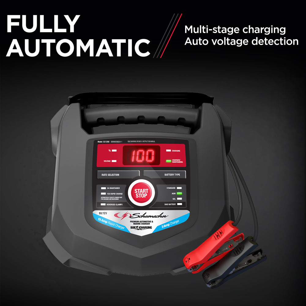 Schumache 15-Amp 6V/12V Fully Automatic Battery Charger and Maintainer