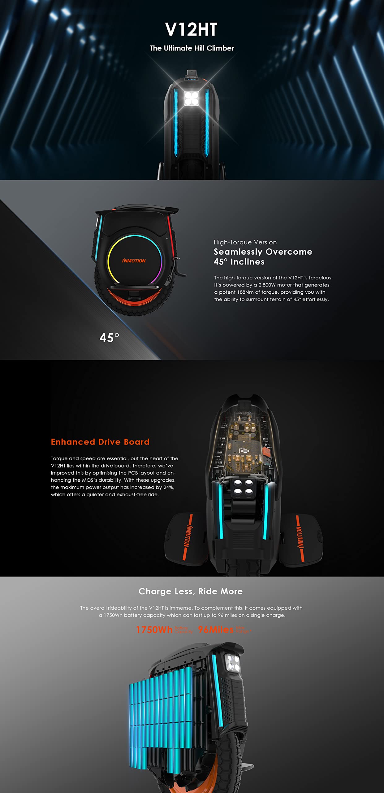 InMotion V12HT Electric Unicycle Self Balancing