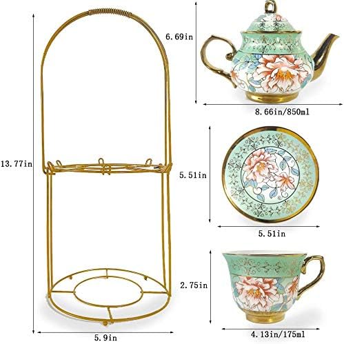 DaGiBayCn 20 PCS Tea set Ceramics Tea set Afternoon Tea Set Adult tea set Gift Tea Set Can Drink Coffee Strong Tea blue