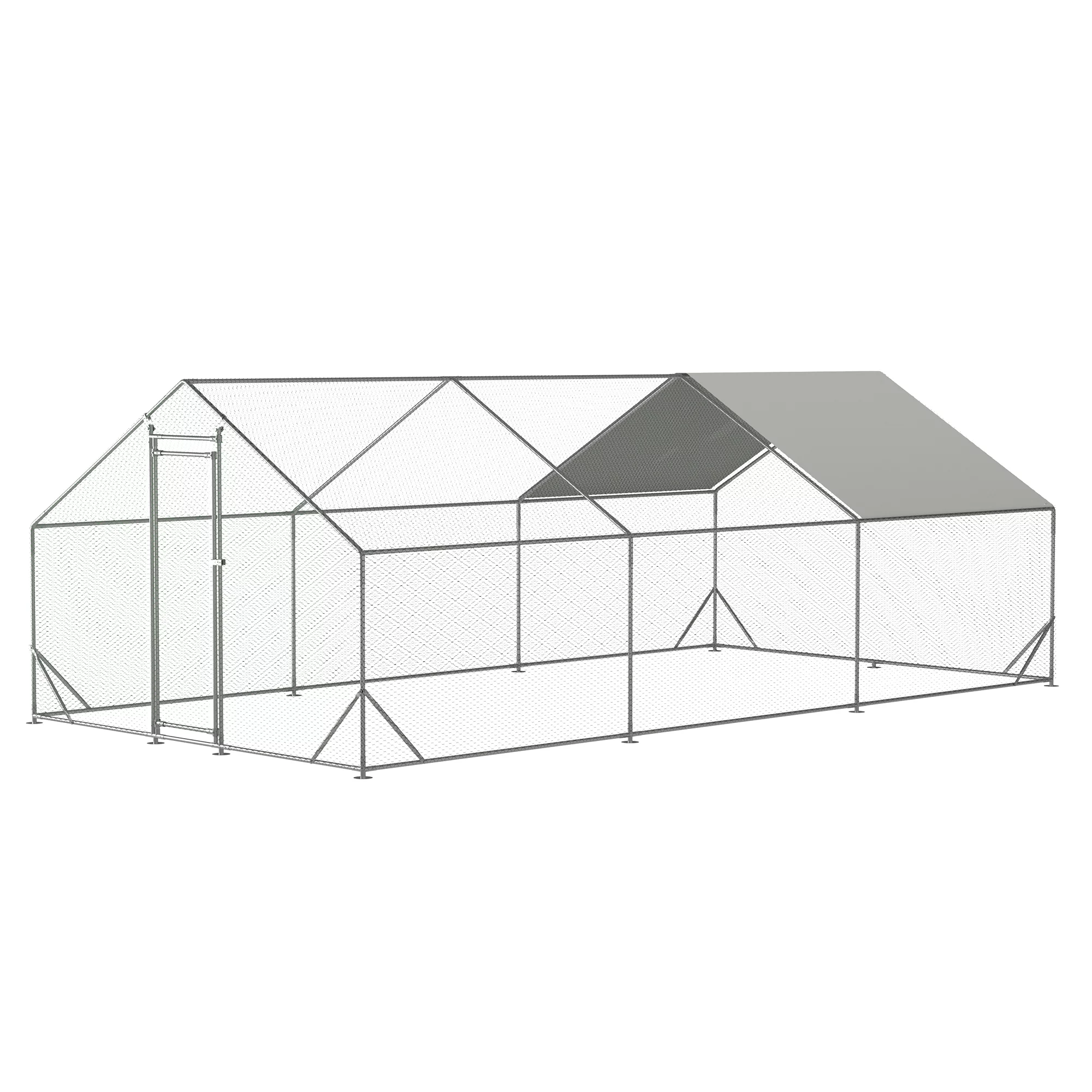 Large Metal Chicken Coop, Walk-in Chicken Run,Galvanized Wire Poultry Chicken Hen Pen Cage, Rabbits Duck Cages with Waterproof and Anti-Ultraviolet Cover for Outside(10' L x 6.6' W x 6.56' H)