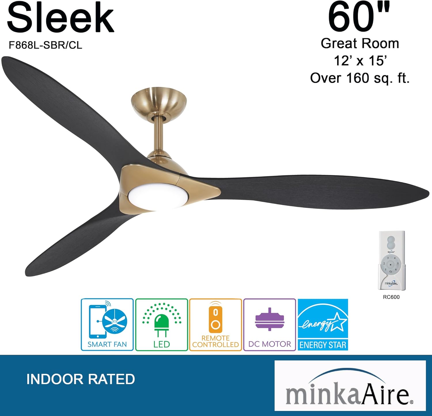 Ceiling Fan (Soft Brass/Flat White)
