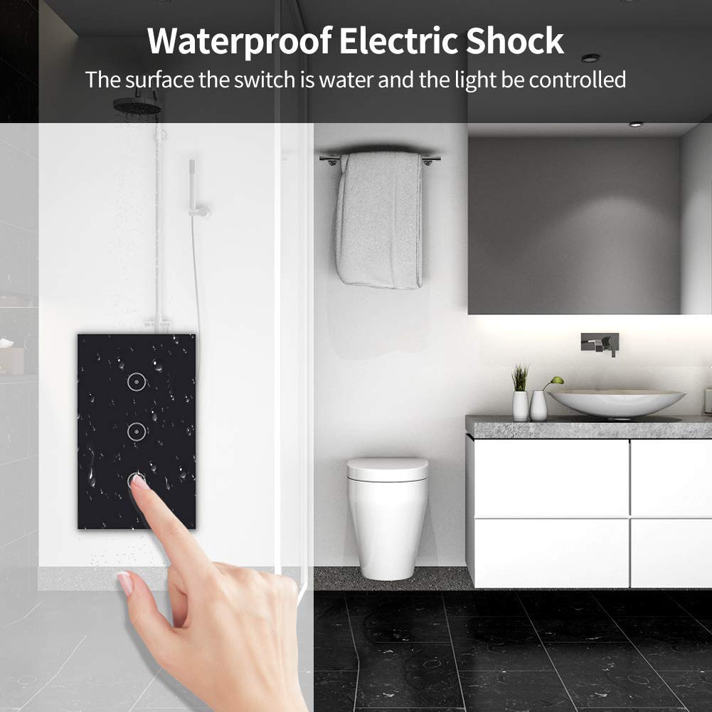 Jinvoo Smart 3-Gang Wall Light Switch, Touch Panel, Alexa & Google Home Compatible, No Hub Needed, 2-Pack, Black