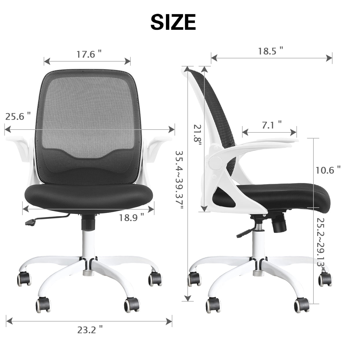 Coolhut Office Chair Ergonomic Home Desk Chair with Adjustable Armrests Mesh Computer Chair, Black