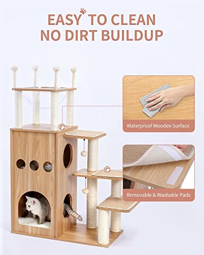 Made4Pets Cat Tree Modern Cat Tower Featuring with Fully Sisal Covering Scratching Posts