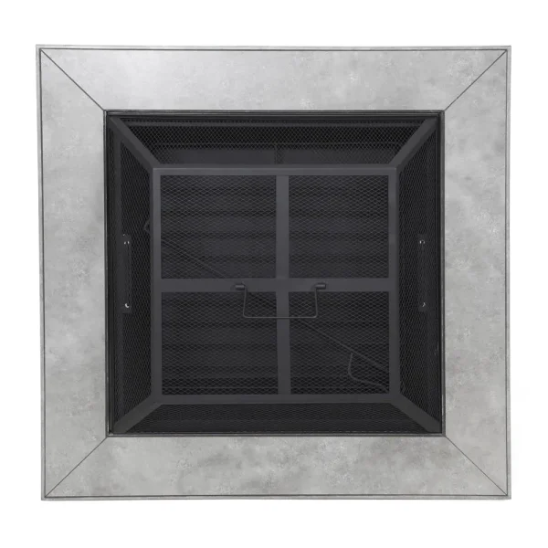 2195FPA-1-34 Stoneham 34 in. x 15.5 in. Square Steel Wood Fire Pit with Tile Top