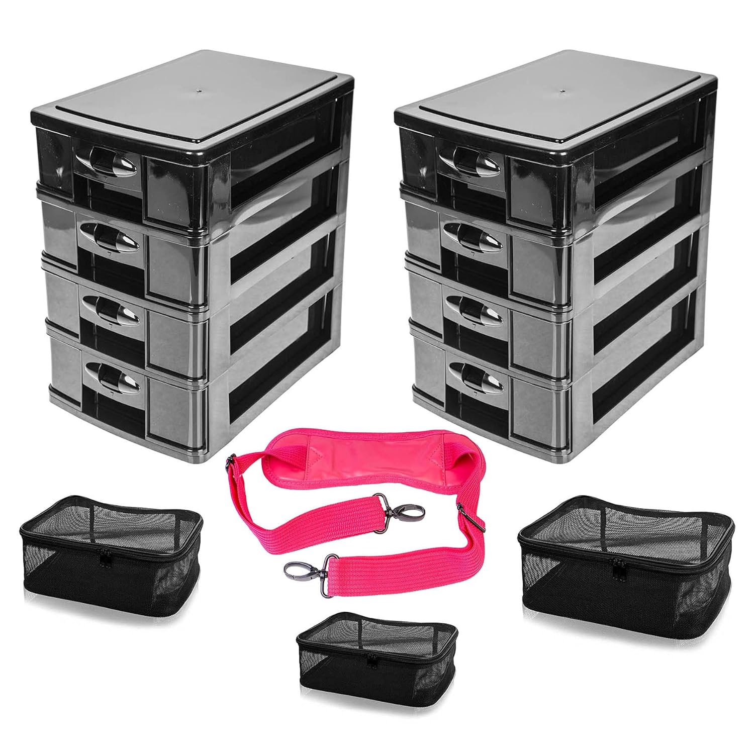 Jet Black Vinyl Cosmetic Case Travel Bag