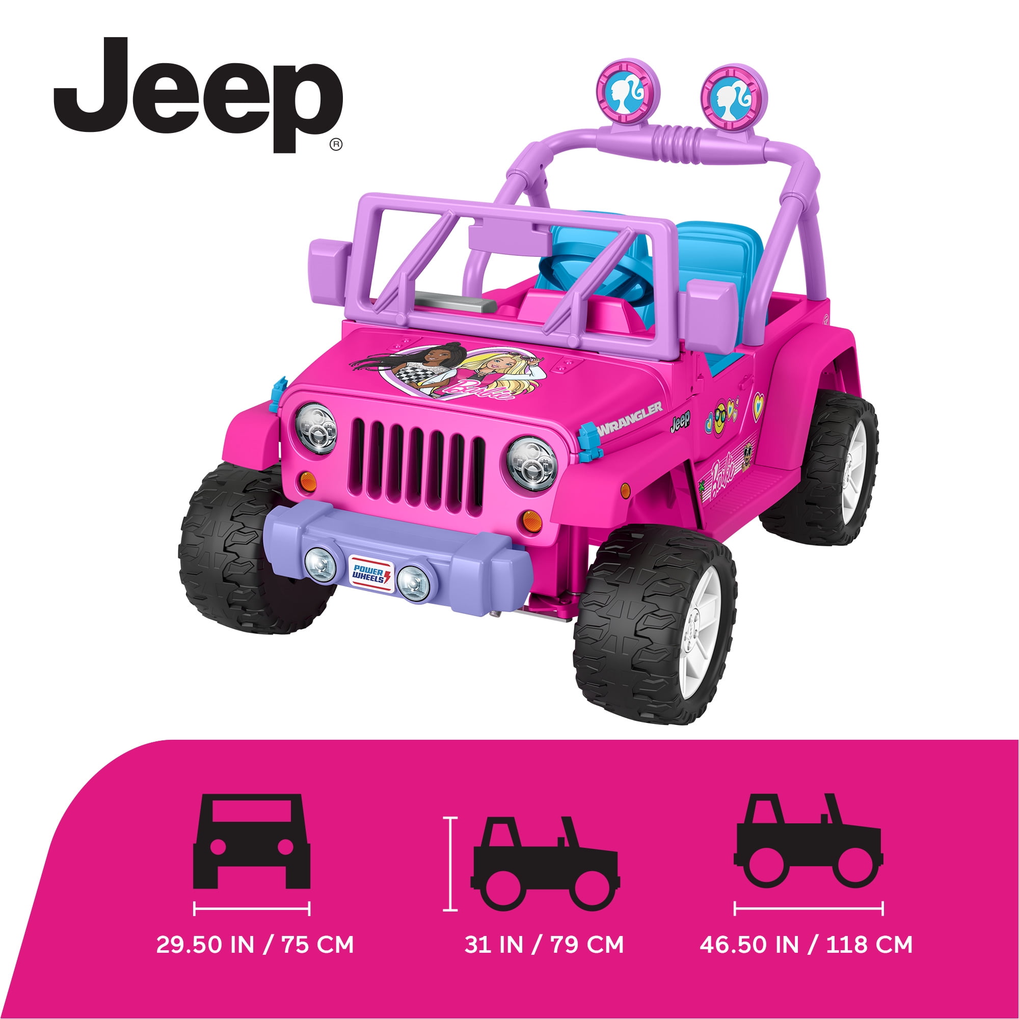 Power Wheels Barbie Jeep Wrangler Ride-on, 12 V, Max Speed: 5 mph
