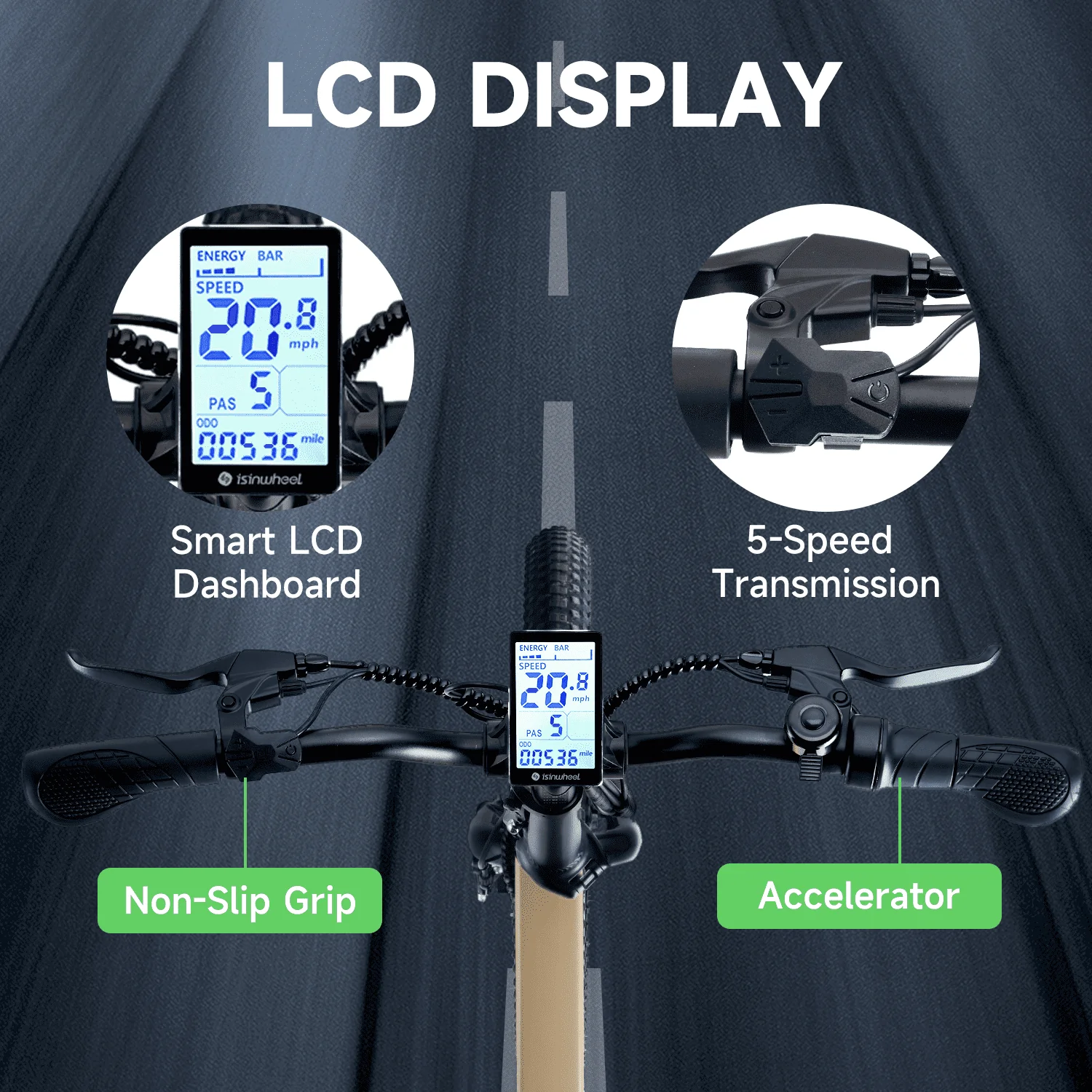 isinwheel U5-W Electric Bike Adult 500W, 20MPH, Max Range 45+ Mile E Bike, 20