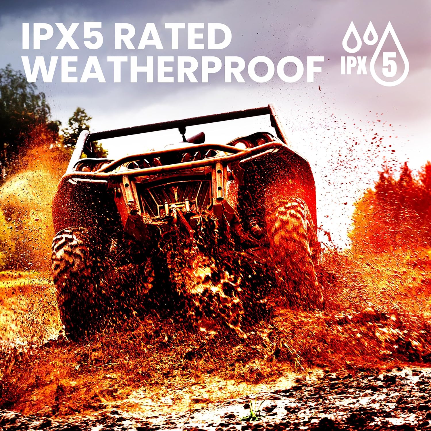 Audio Systems BRT26A ATV UTV Sound Bar - 26 Inch Wide, 4 Inch Speakers, 1 Inch Soft Dome Tweeters, Full Range, IPX5 Weatherproof, Bluetooth, Built-in Amplifier, Golf Cart Compatible