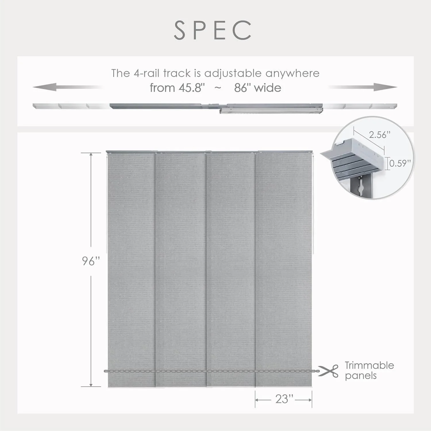 GoDear Design Adjustable Sliding Panel Track Blinds, Vertical Blinds, Classic, 45.8